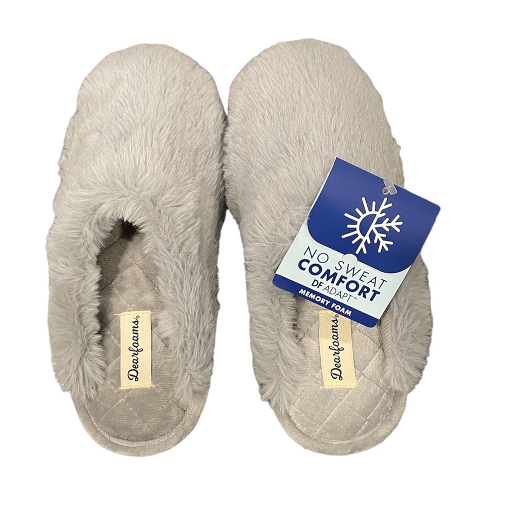 Dearfoam Plush Furry Scuff Slippers